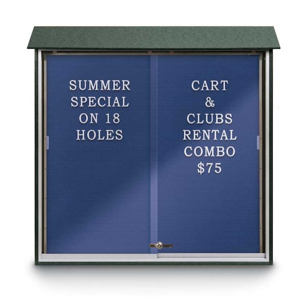 Outdoor Enclosed Combo Board, 72"x36", Satin Frame/Grey & Black